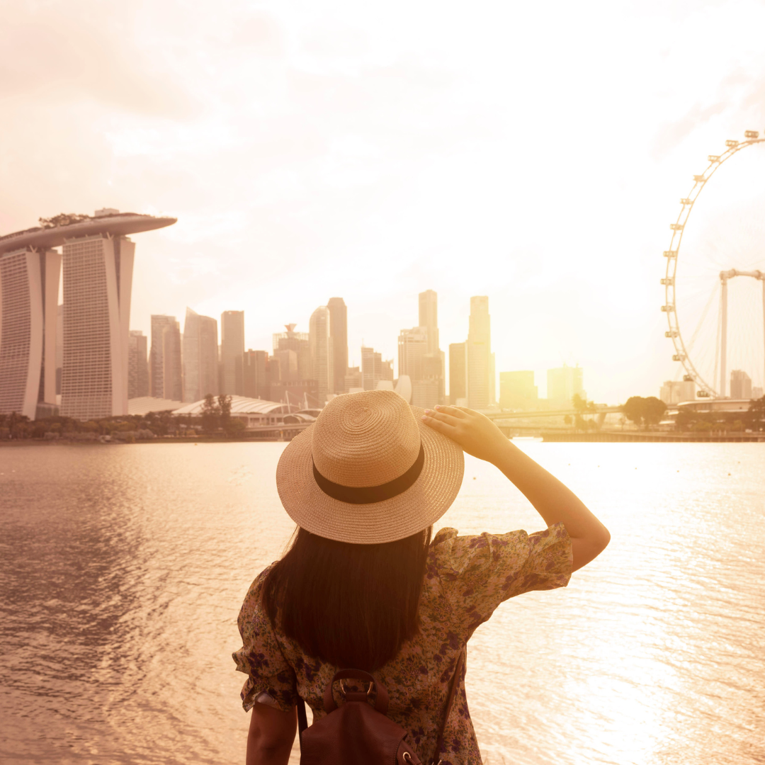 Woman gazing at Singapore