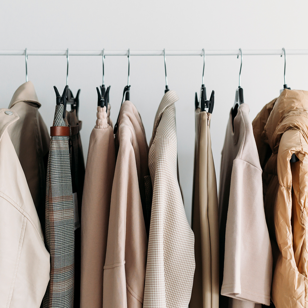 Clothes hanging on a rack