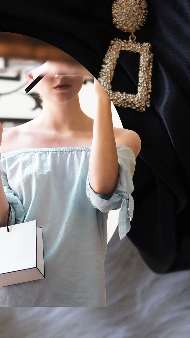 Woman shops for luxury goods