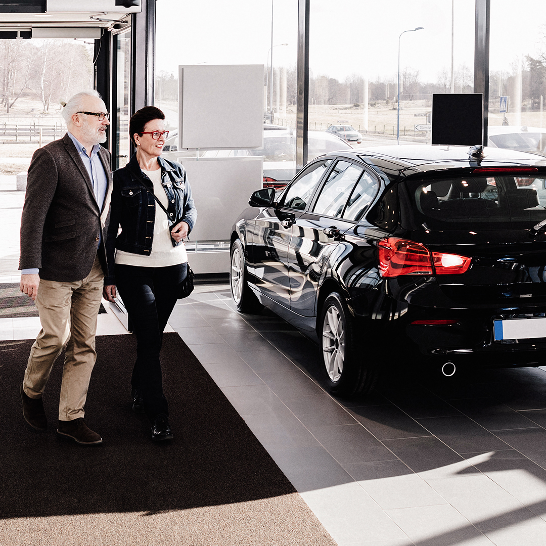 Cars in a showroom