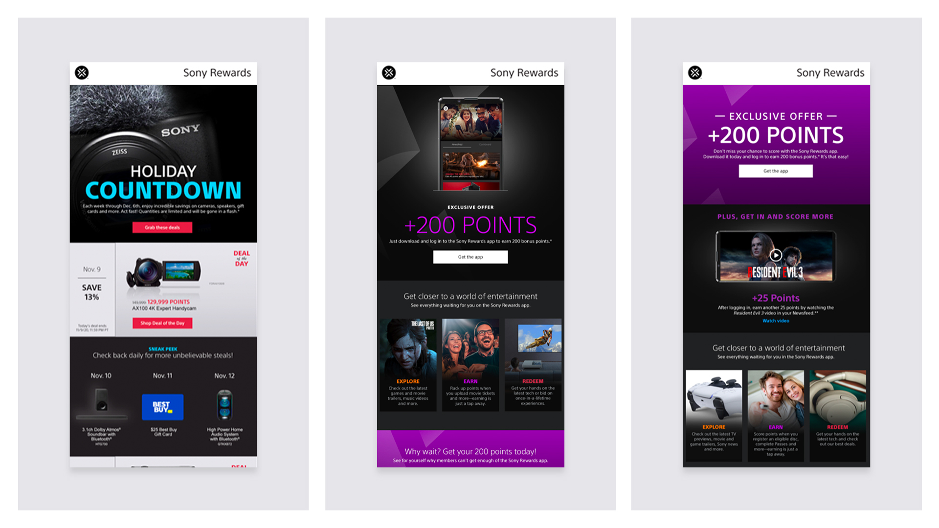 Sony Rewards app work samples