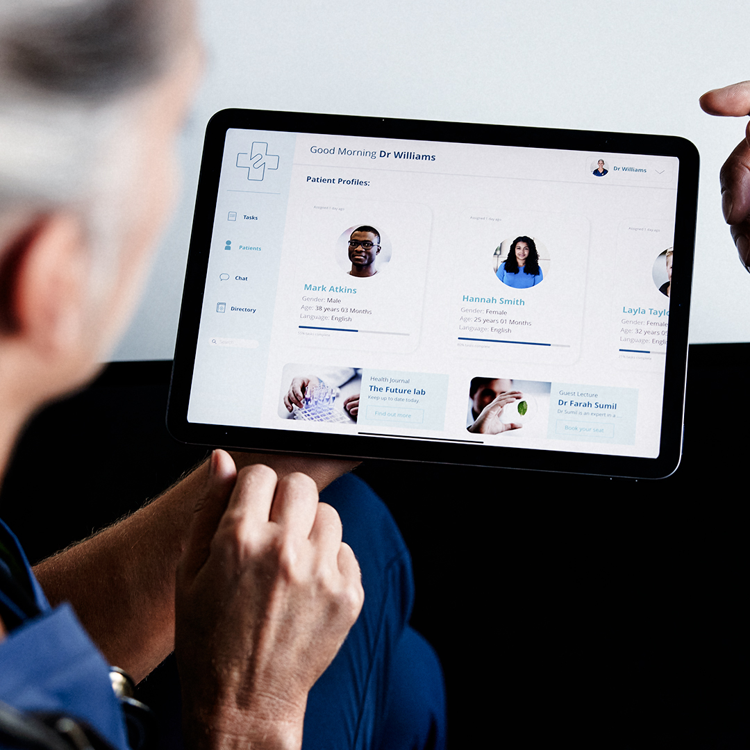 Doctor on tablet