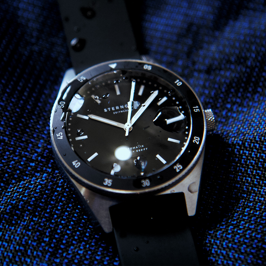 Watch on blue velvet
