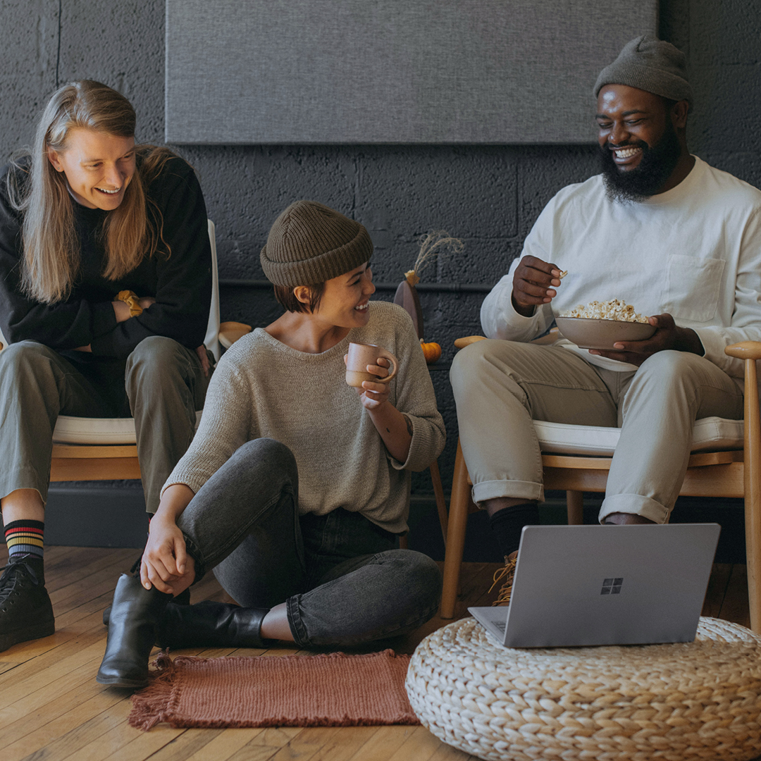 Smiling people on couch