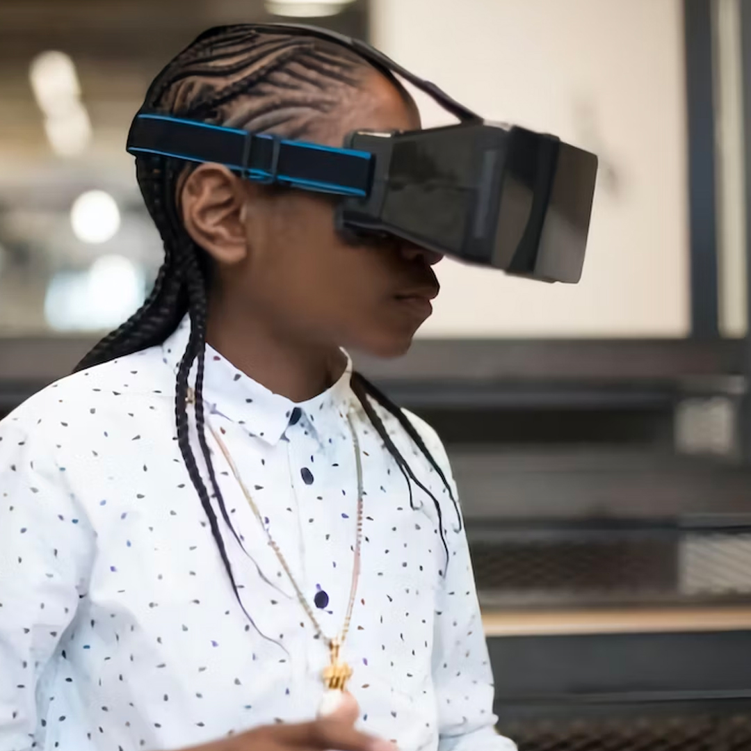 Girl wearing an Oculus