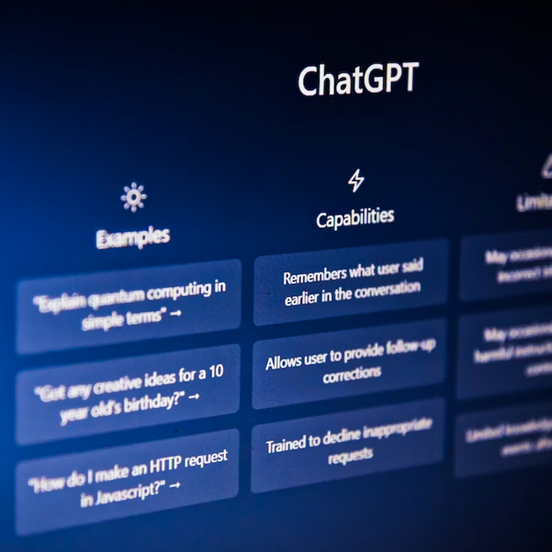 Screen showing ChatGPT features