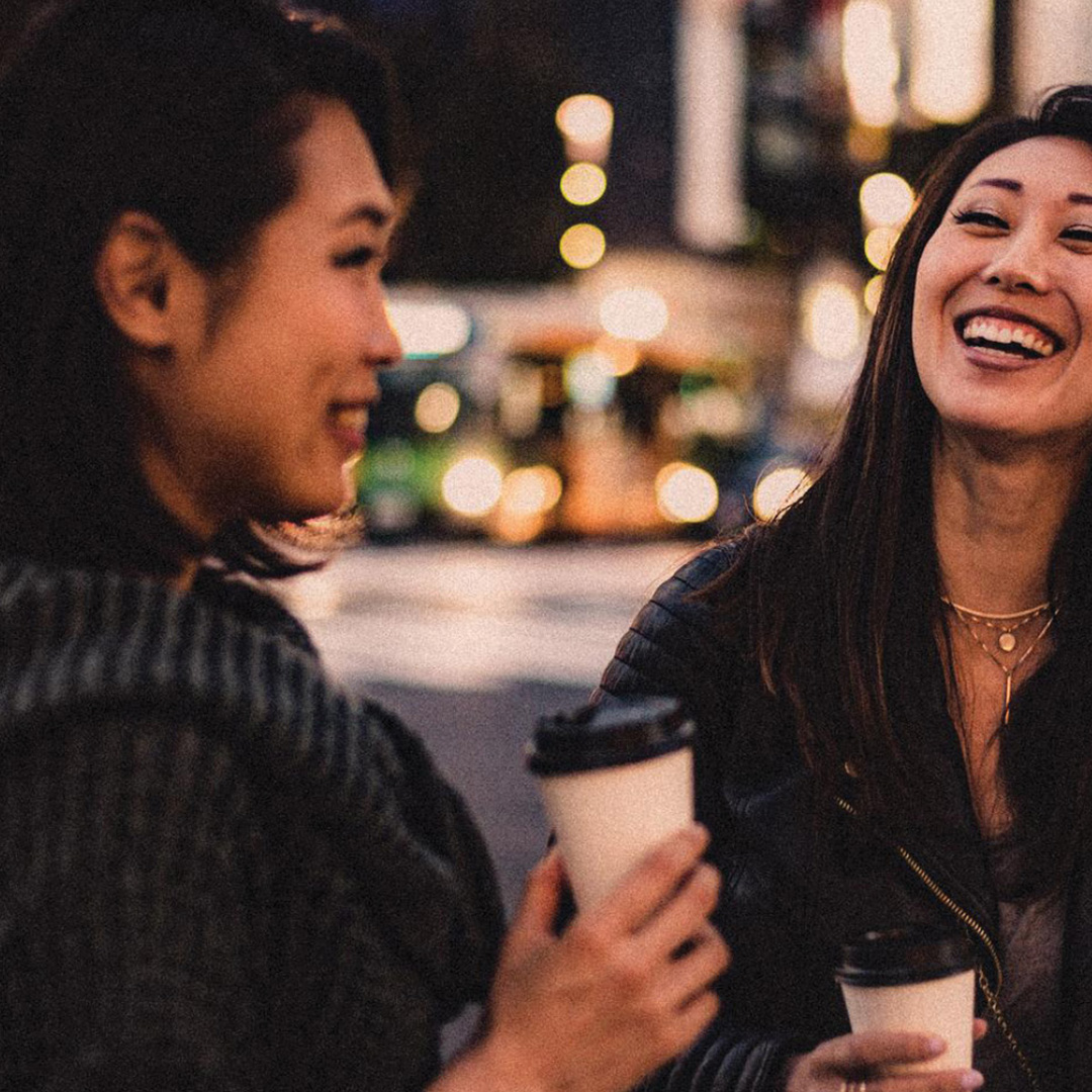 Two people talking 
