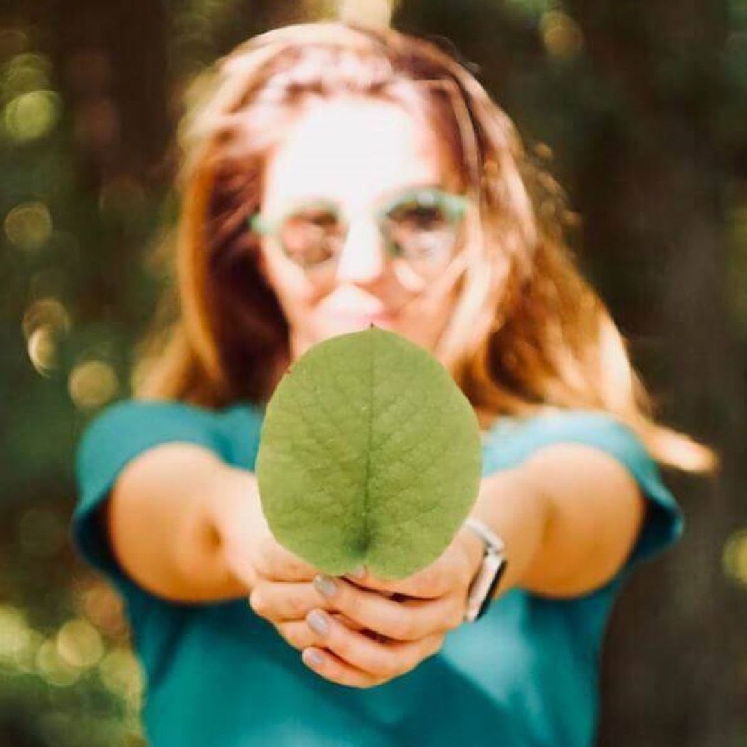 woman with leaf