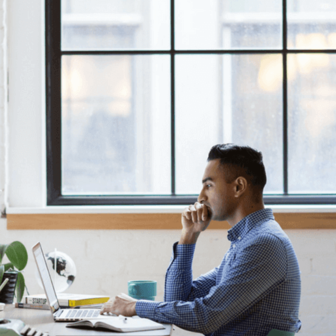 man at desk