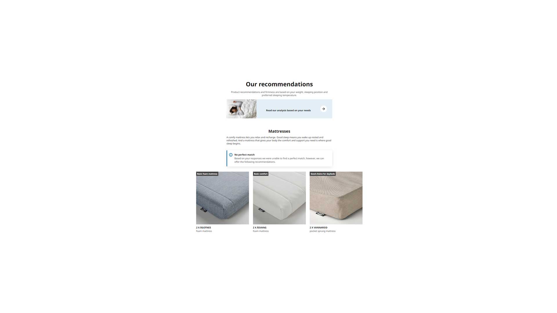 IKEA's recommendations after guided selling