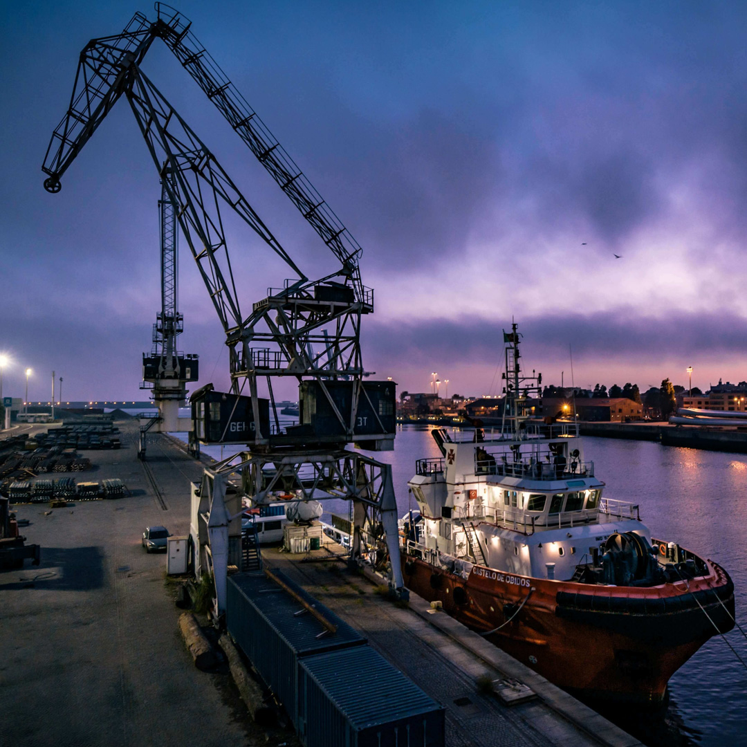 Crane by riverside