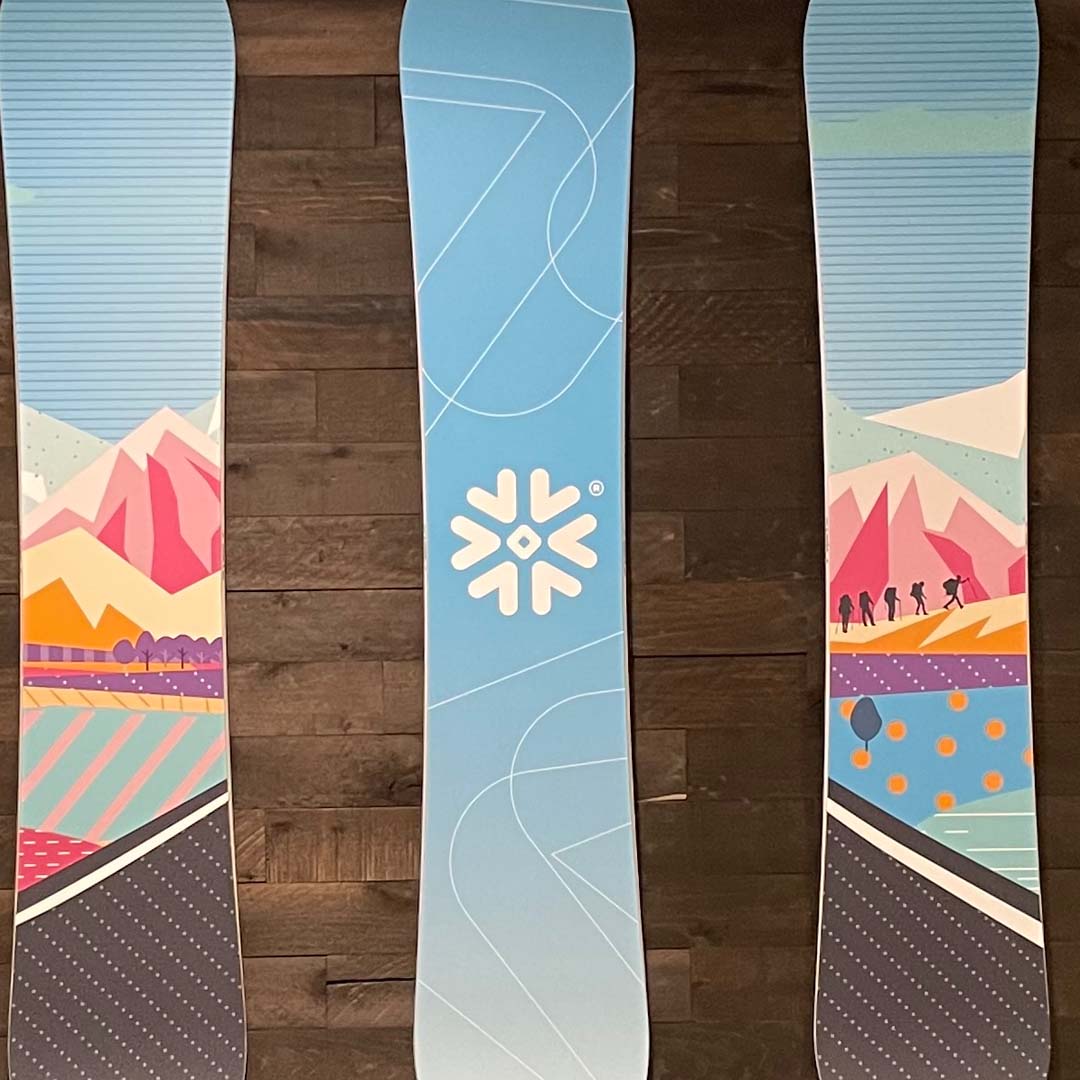 Snowflake-branded snowboards
