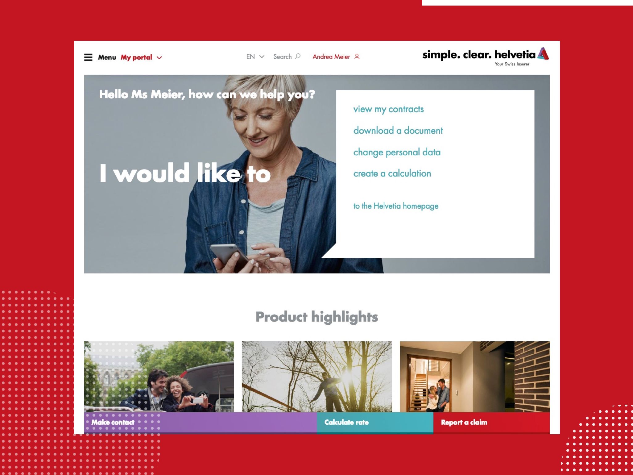 Helvetia customer portal stage