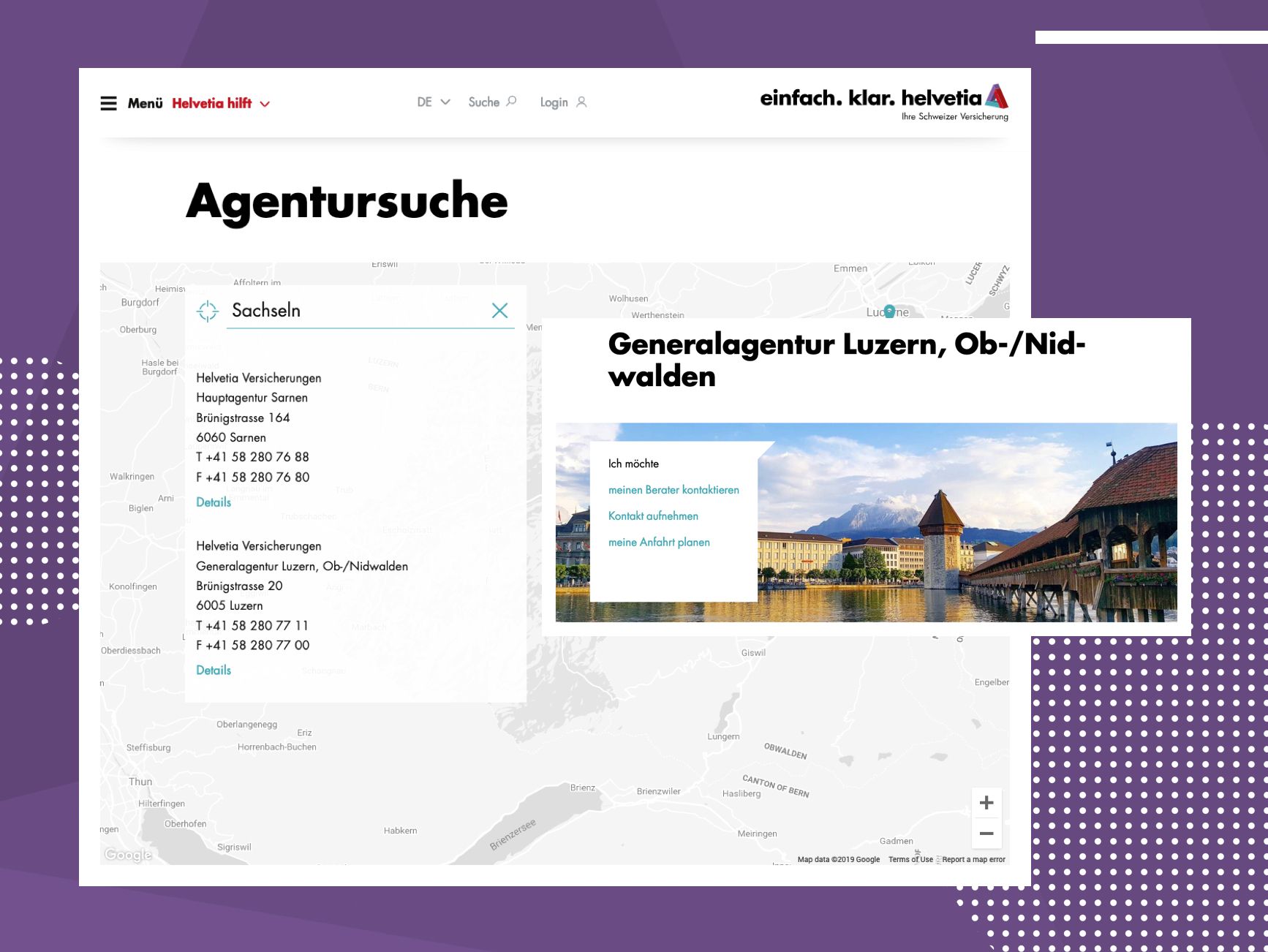 Agentur Finder bei Helvetia.