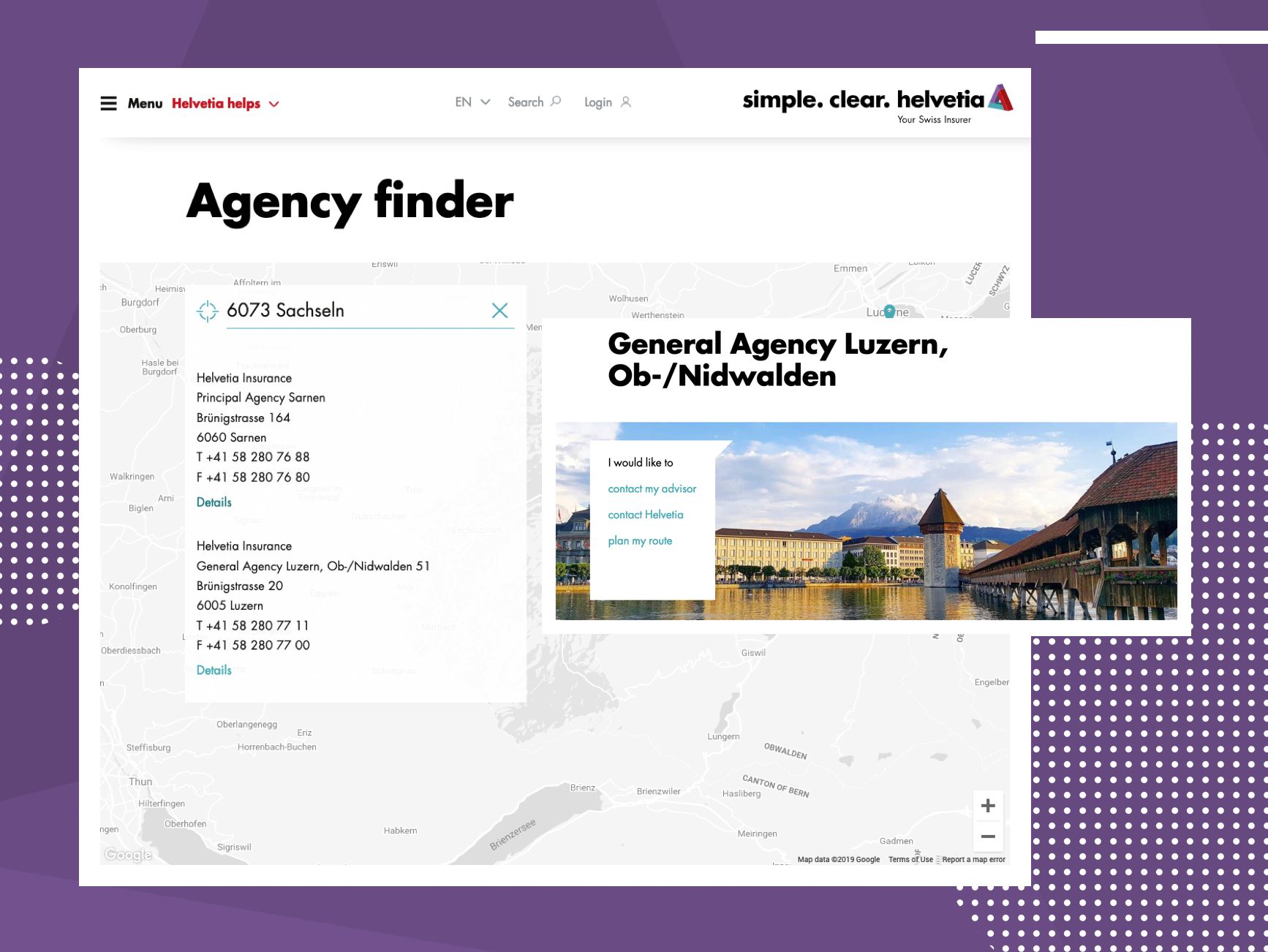 Helvetia customer portal agency search