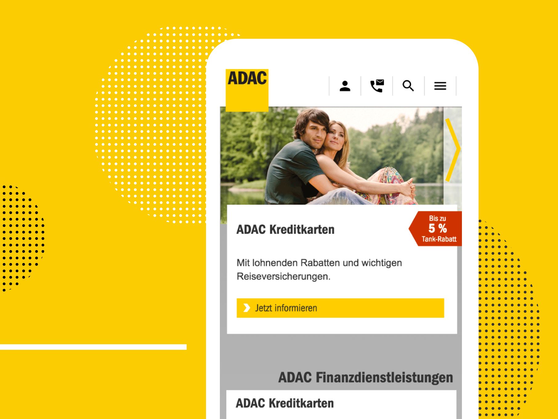 ADAC - Mobile Ansicht der Website