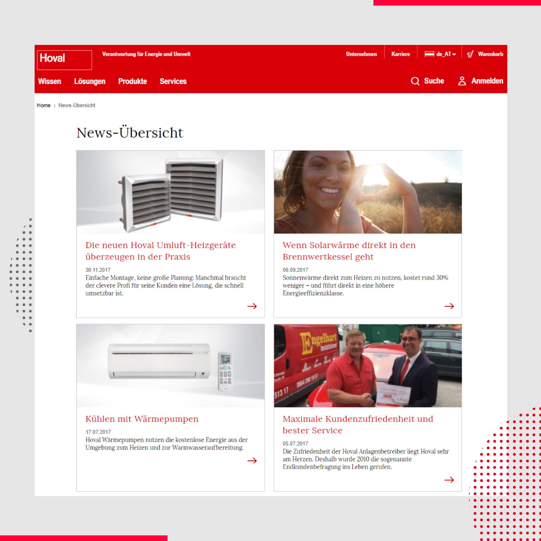 Hoval - Website Ansicht