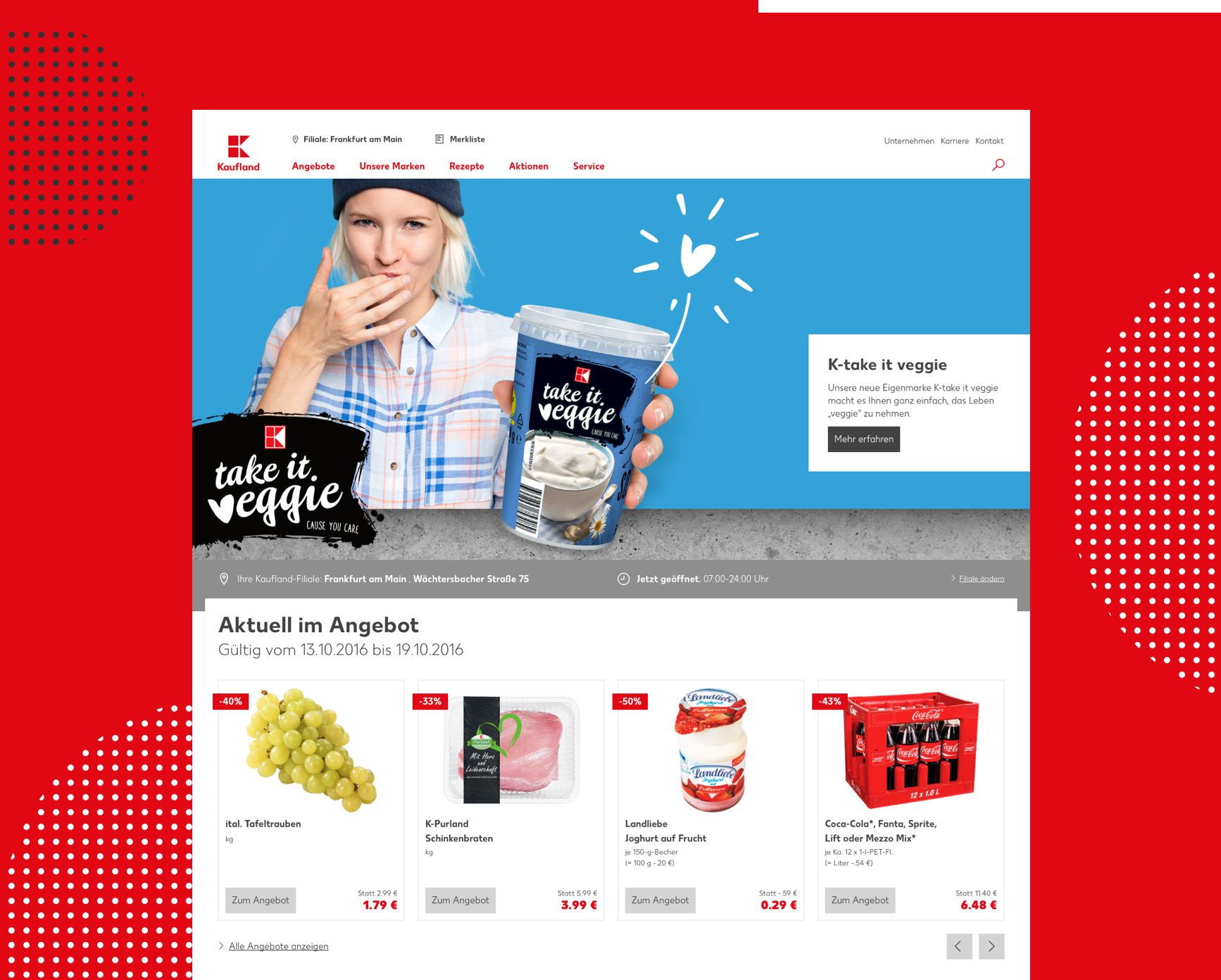 Kaufland - Ansicht Website: Aktuelle im Angebot