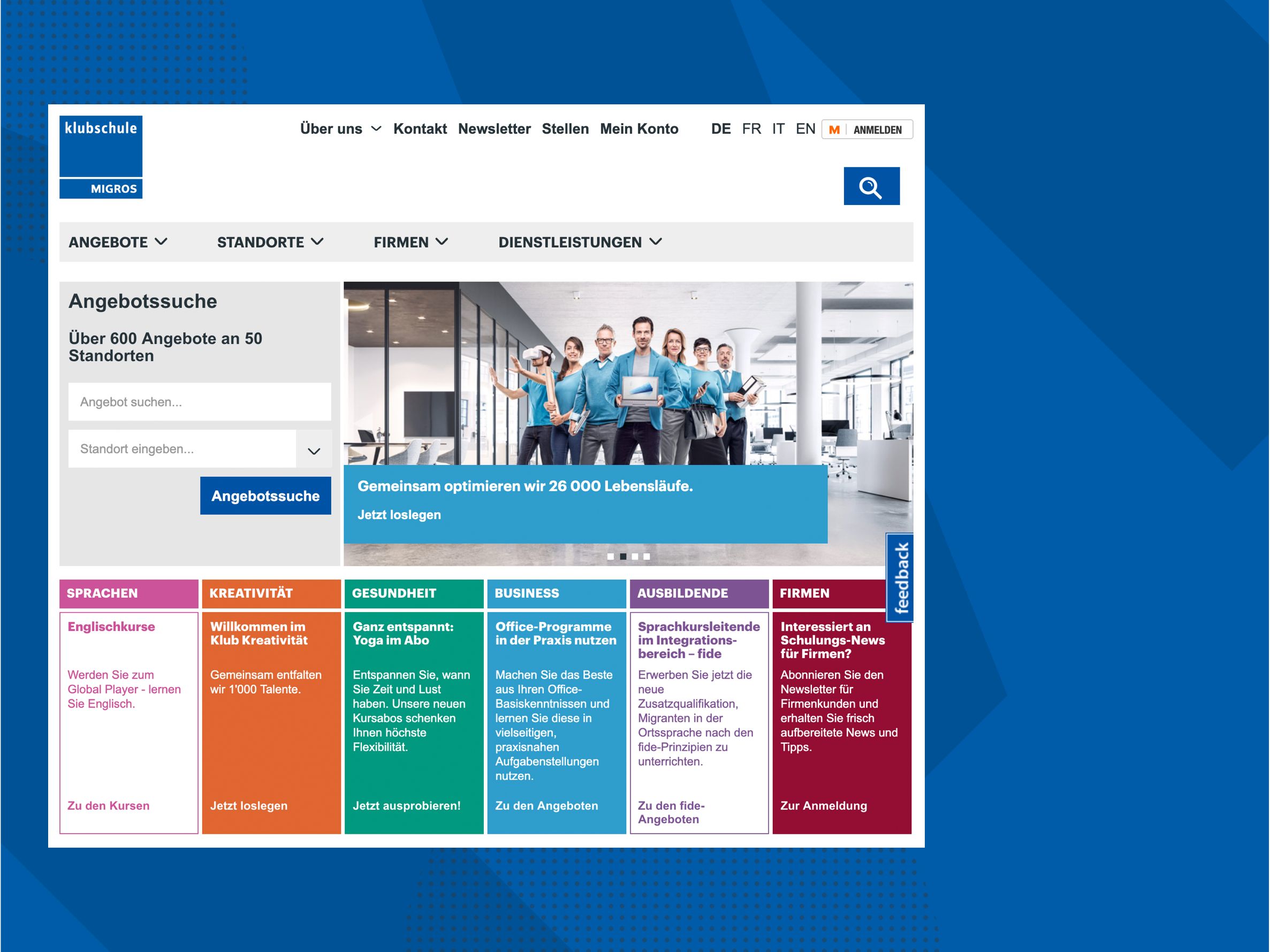 Insights into the online platform of the educational institution Klubschule, where Merkle has been involved