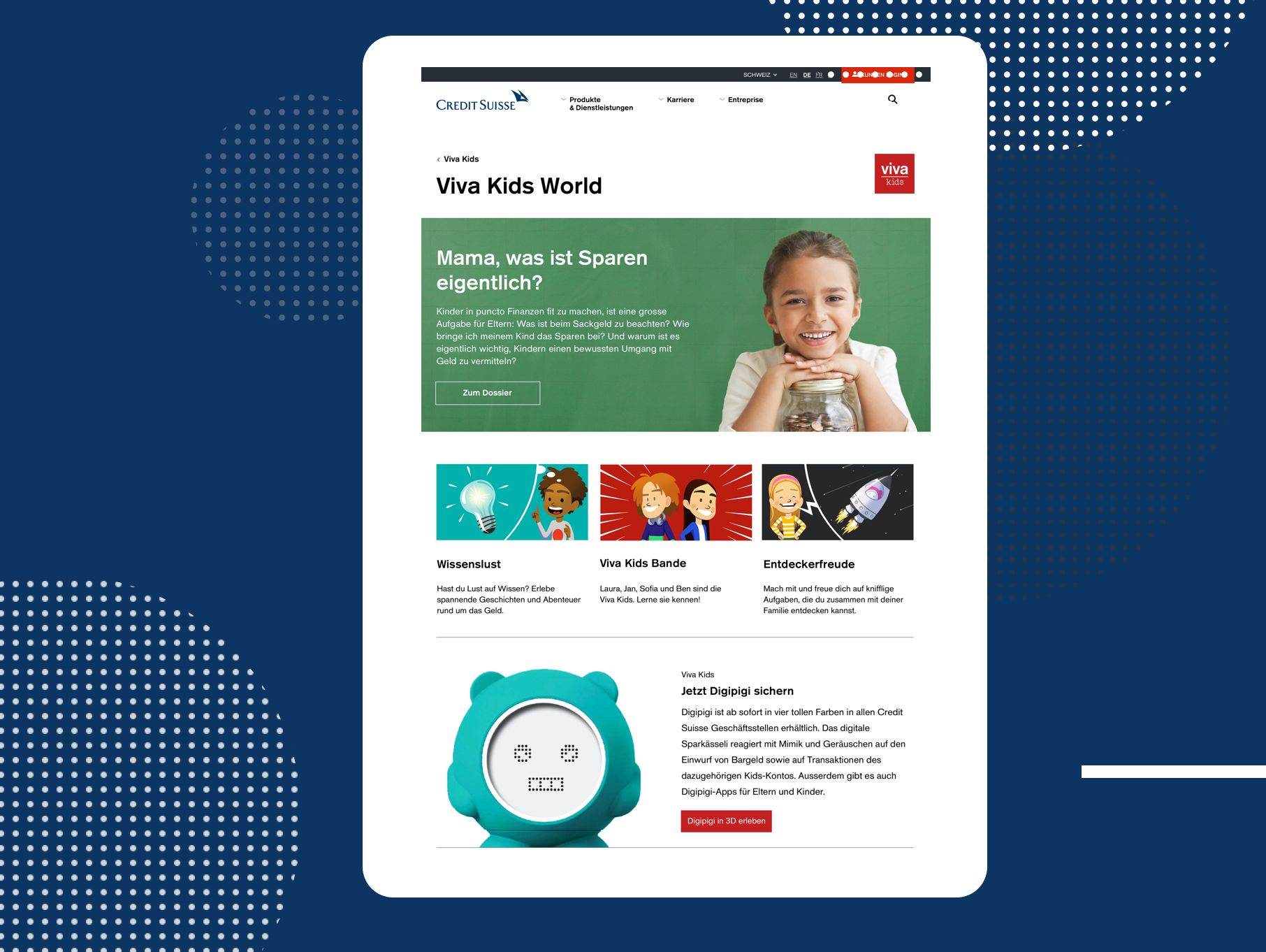 Credit Suisse - Viva Kids: Tabletansicht Viva Kids World