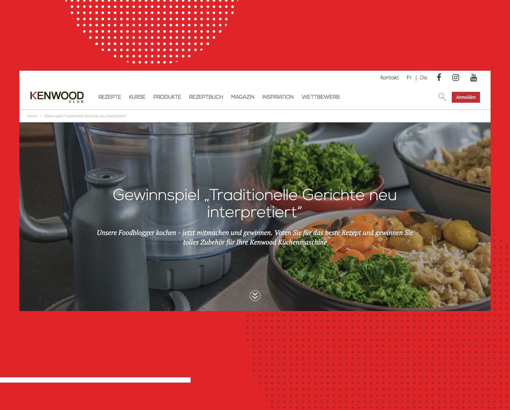 Kenwood - Ansicht Website "Gewinnspiel"