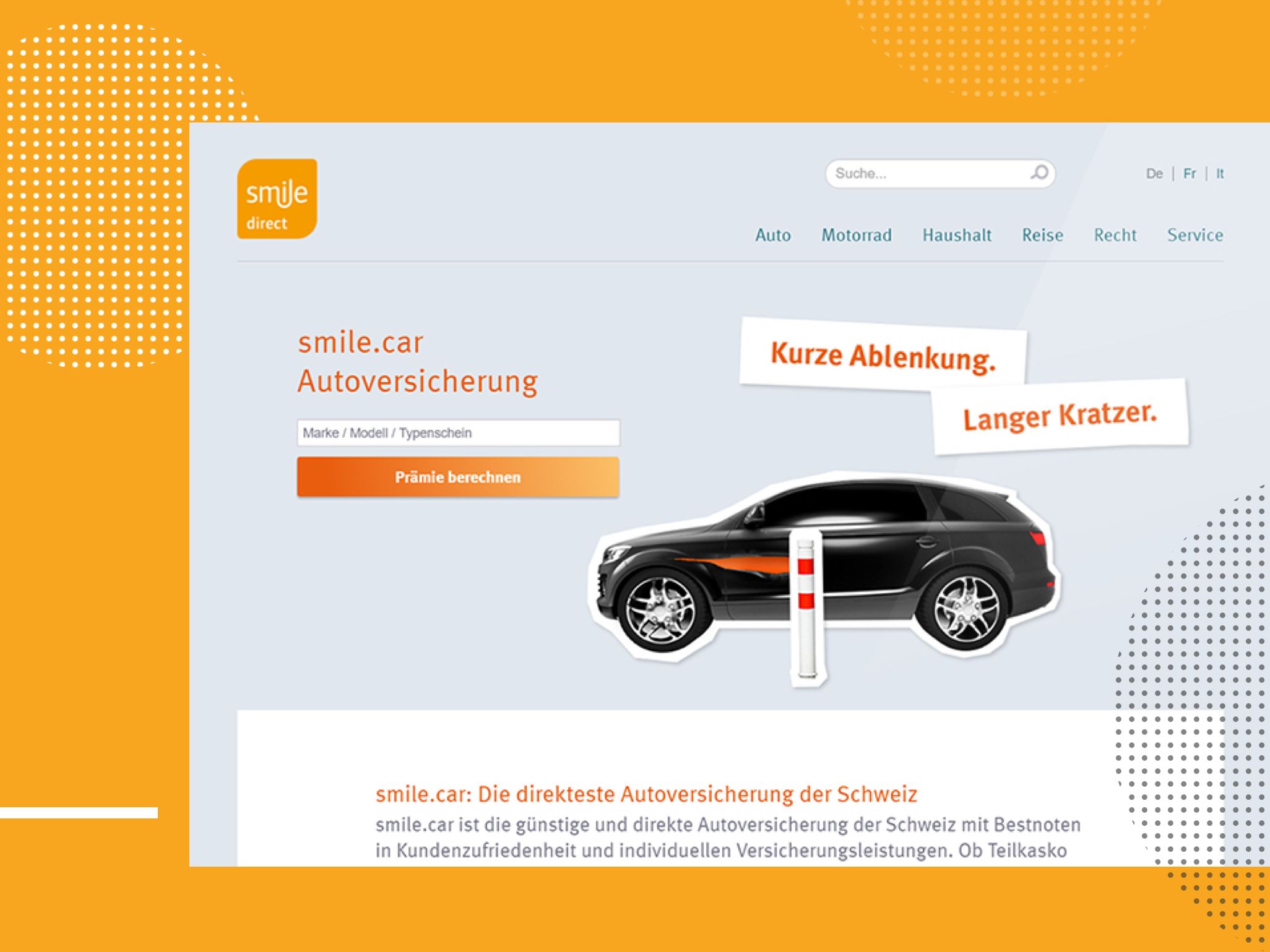 smile.direct - Ansicht Website: smile.car Autoversicherungen