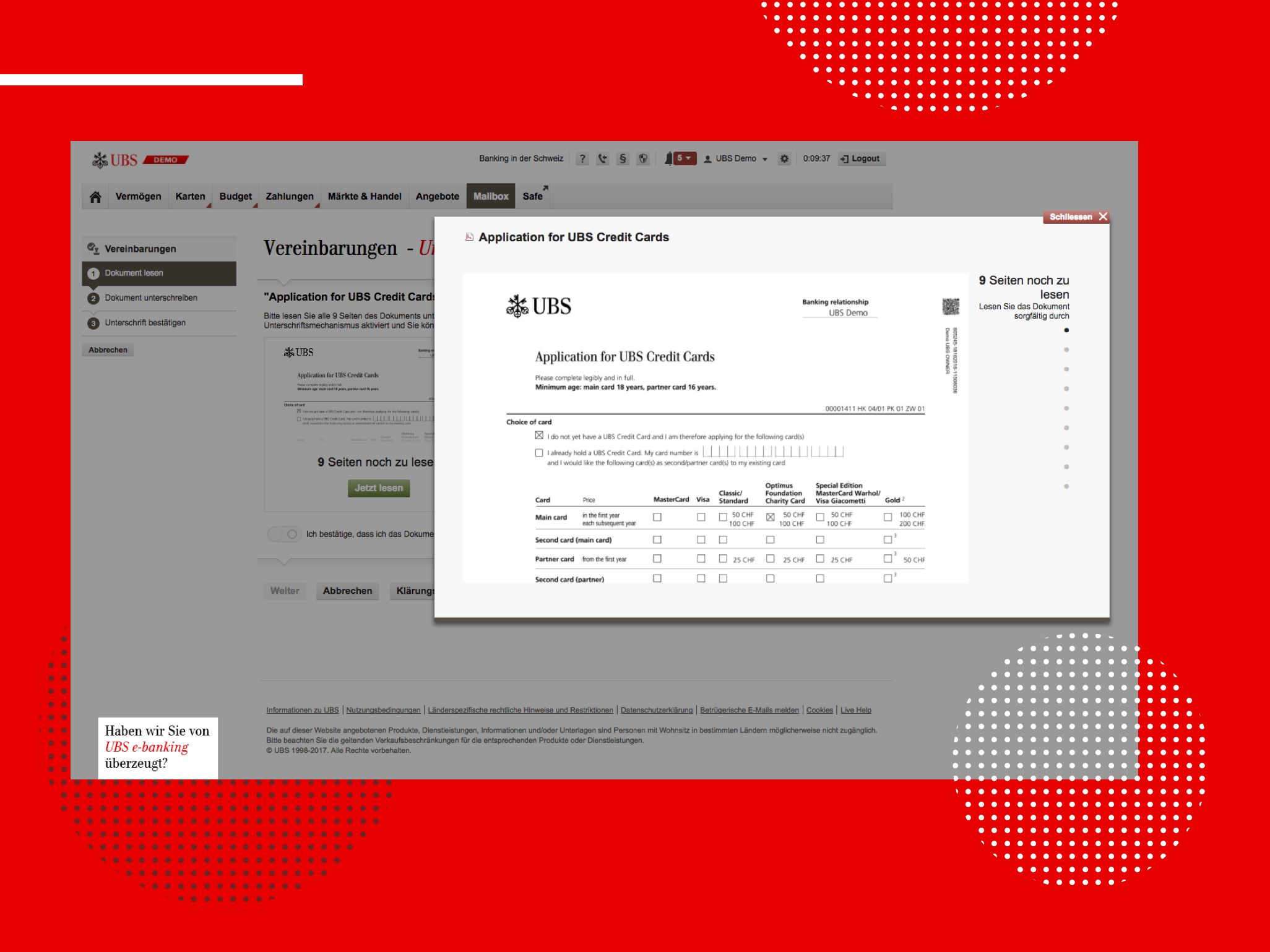 UBS - Desktopansicht der UBS Seite