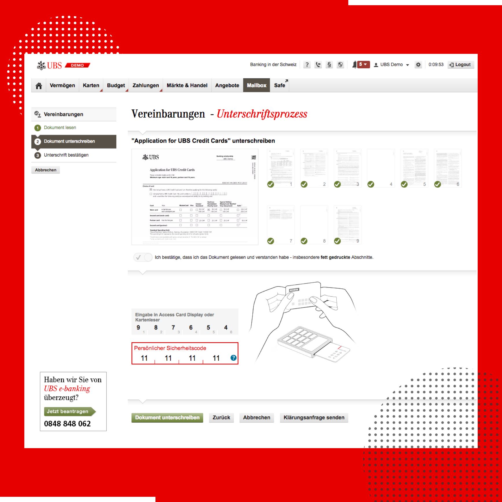 UBS - Desktopansicht der UBS Seite