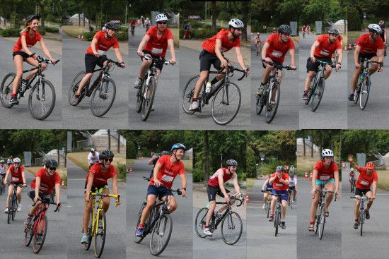 Namics während des Triathlons beim Rad fahren