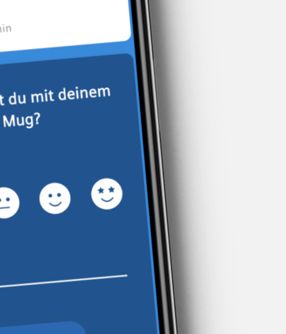 Merkle case study: cutout of Siemens' Coffee Mug infotool on smartphone