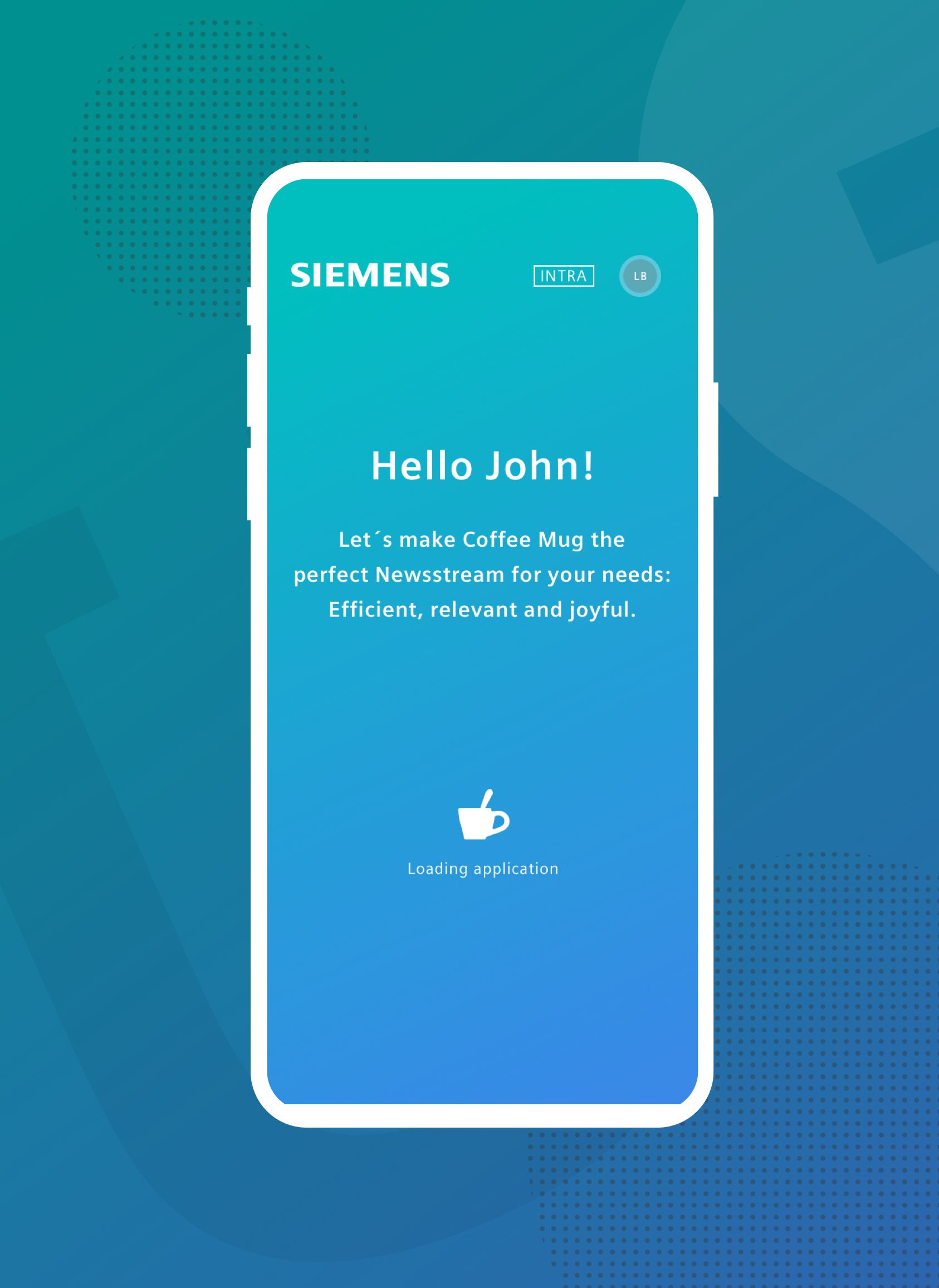 Merkle case study: smartphone shows the Coffee Mug from Siemens