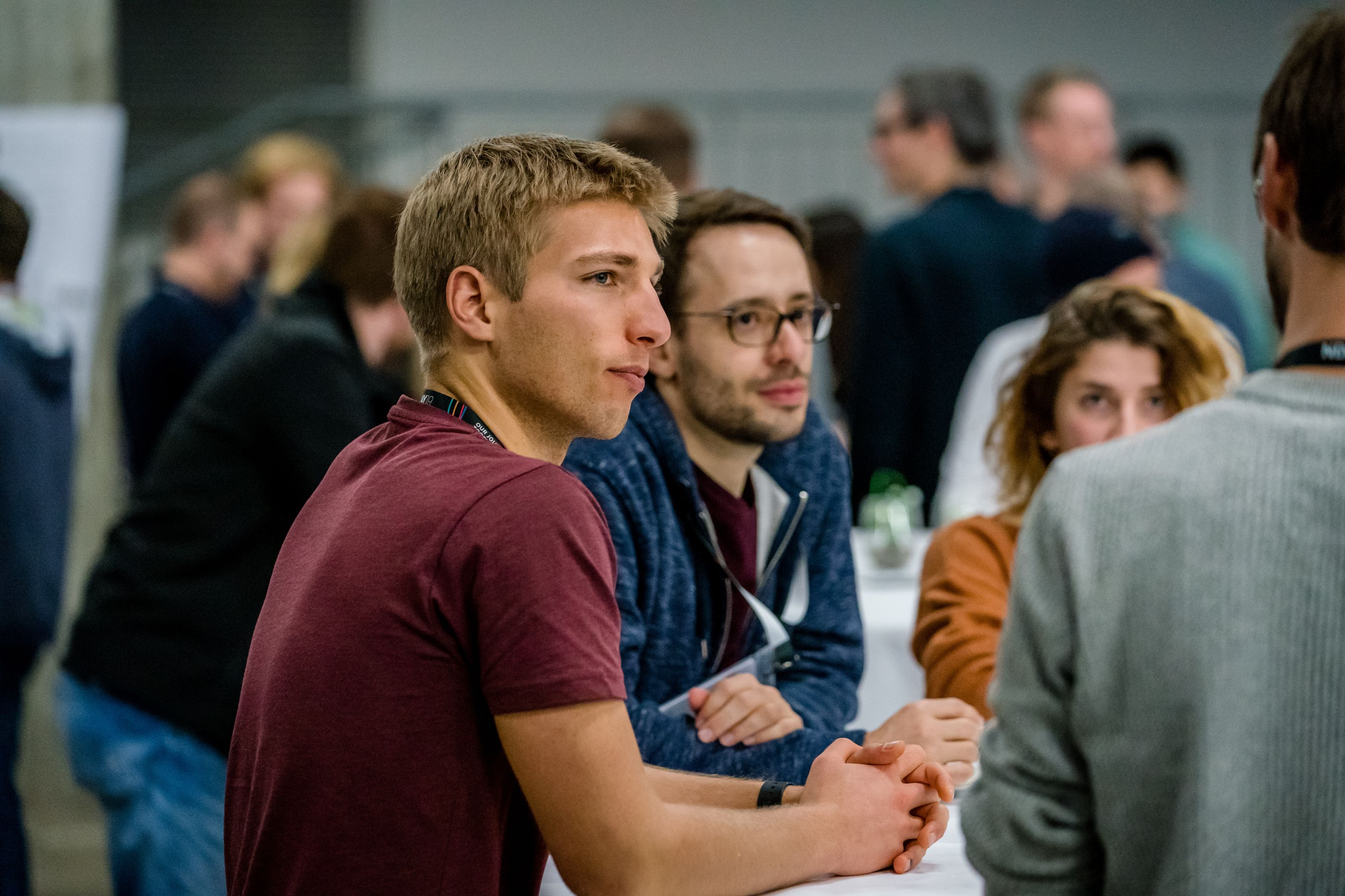 Merkle employees on event chatting