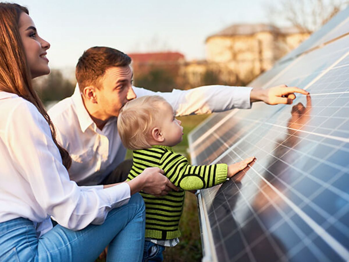 Family touching solar system