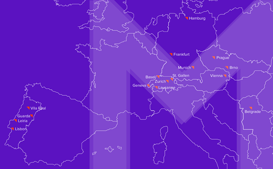 Map showing all locations of Merkle DACH