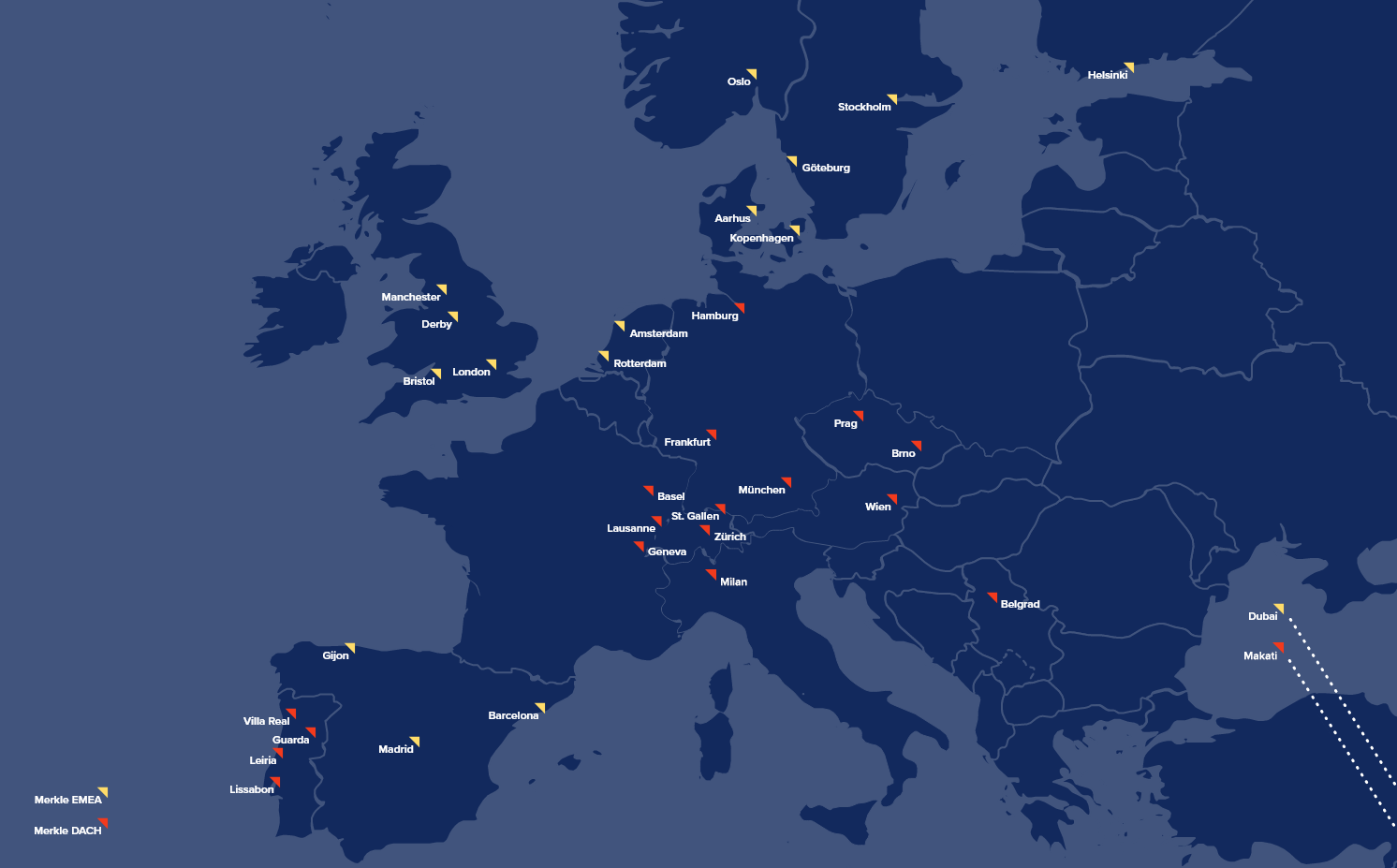 Merkle Standorte DACH Map